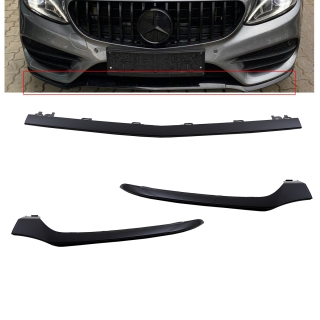 Spoiler 3tlg Lippe Stoßstange Ansatz Schwarz Glanz passend für Mercedes C  Klasse W205 S205 14-18