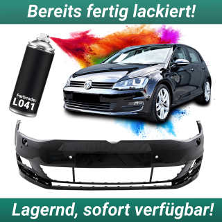 Lackiert L041 Brillantschwarz Uni Stoßstange vorne für SRA + 6x PDC passt für VW Golf VII 7 ab 10/2012