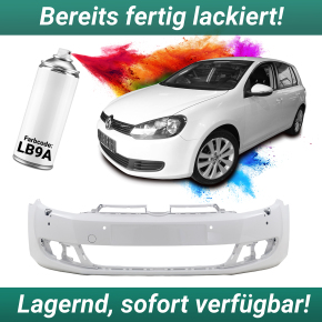 Lackiert LB9A candyweiss Stoßstange Vorne für VW Golf VI 6 mit 4x PDC/SRA EU Ware