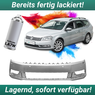 Lackiert LA7W Reflexsilber Metallic Stoßstange vorne für 4x PDC +SRA für VW Passat B7 Baujahr 10-14