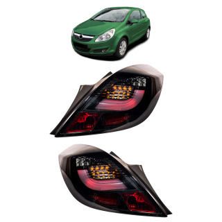 LED Lightbar Rückleuchte Schwarz Klarglas passt für Opel Corsa D (S07) ab 06-14