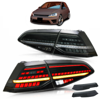 Facelift-Design LED Rückleuchten Schwarz dynamisch passt für VW Golf 7 ab 13-20
