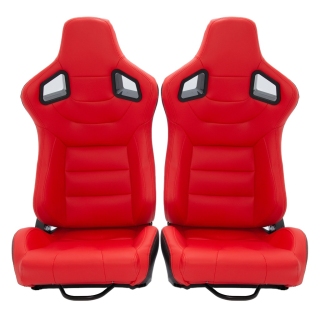 Schalensitz Sportsitz Rot Kunstleder + Schieber für Auto Boot SIM Racing NEU