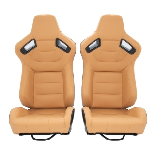 Schalensitz Sportsitz Beige Kunstleder + Schieber für Auto Boot SIM Racing NEU