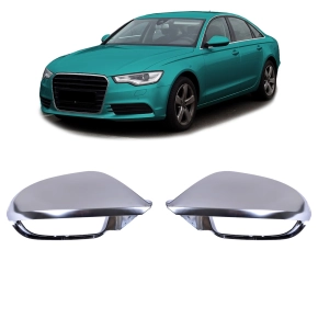 Sport Spiegelkappen Silber Alu matt für Audi A6 C7...