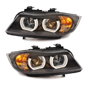 Scheinwerfer SET Schwarz LED Angel Eyes für BMW 3er...