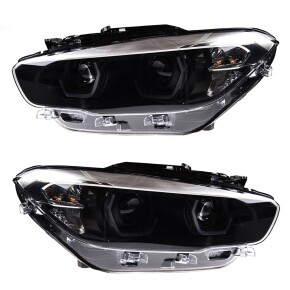 Voll LED-Scheinwerfer Schwarz passt für BMW 1er F20, F21 Facelift ab 2015-2019