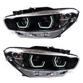 Voll LED-Scheinwerfer Schwarz passt für BMW 1er F20, F21 Facelift ab 2015-2019