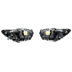 Design Scheinwerfer Schwarz + LED-Angel Eyes passt für BMW 1er F20, F21 ab 11-15