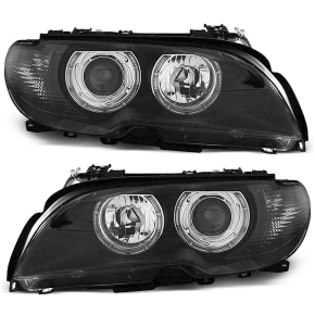 Design Scheinwerfer SET Schwarz H7/H1 passt für BMW E46 Coupe Cabrio ab 03-07