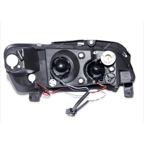 Design Scheinwerfer SET Schwarz Angel Eyes passt für Peugeot 106 ab 1996-2003 H4