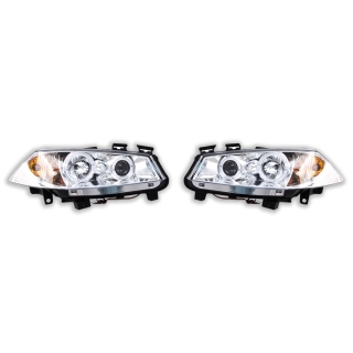 Halogen Design Scheinwerfer SET Chrom für Renault Megane II ab 2002-2009