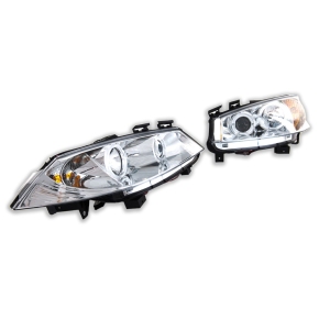 Halogen Design Scheinwerfer SET Chrom für Renault Megane II ab 2002-2009