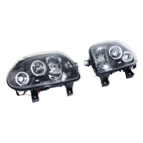 Design Scheinwerfer SET Schwarz passt für Renault Clio II (BB, CB) ab 1998-2001