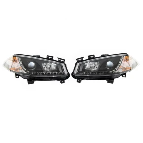 Halogen Design Scheinwerfer SET Schwarz + LED für...