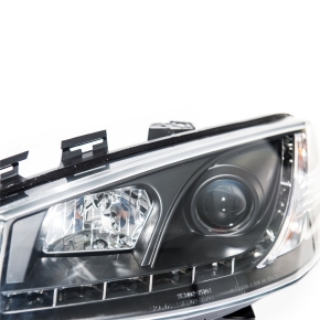 Halogen Design Scheinwerfer SET Schwarz + LED für Renault Megane II ab 2002-2009