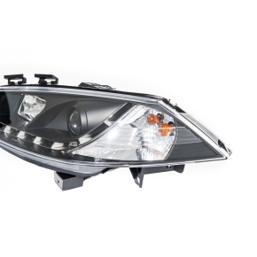 Halogen Design Scheinwerfer SET Schwarz + LED für Renault Megane II ab 2002-2009