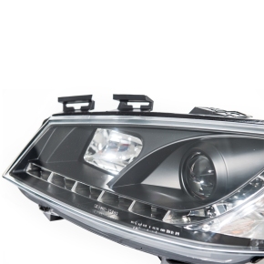 Halogen Design Scheinwerfer SET Schwarz + LED für Renault Megane II ab 2002-2009