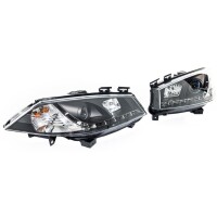 Halogen Design Scheinwerfer SET Schwarz + LED für Renau