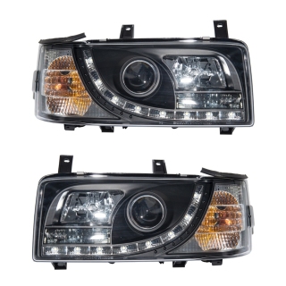 Design Halgen Scheinwerfer SET Schwarz für VW Transporter T4 ab 1990-1996 mit H4