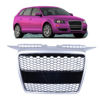 Kühlergrill Waben Grill Schwarz Silber passt für Audi A3 8P ab 03-08 RS