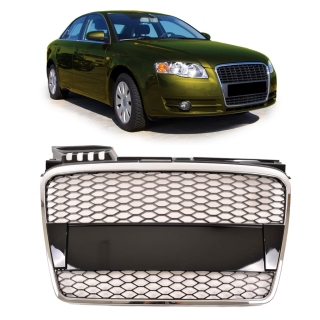 Kühlergrill Wabengrill Chrom Schwarz passt für Audi A4 B7 Limo / Avant ab 04-08