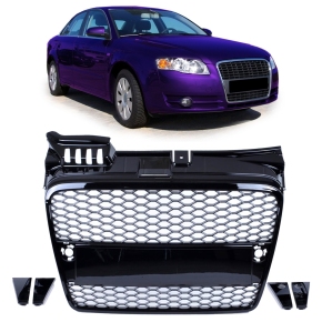  Kühler- Wabengrill komplett Schwarz glanz für Audi A4 B7 Limo / Avant ab 04-08