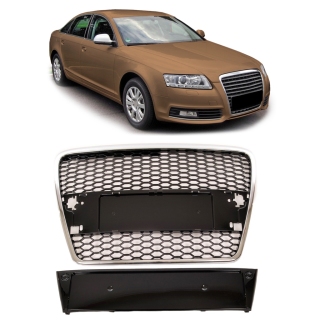 Kühlergrill Waben Grill Schwarz Chrompasst für Audi A6 C6 Vorfacelift ab 04-08