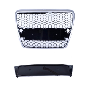   Kühler- Wabengrill Silber Schwarz glanz für Audi A6 C6 4F Vorfacelift ab 04-08