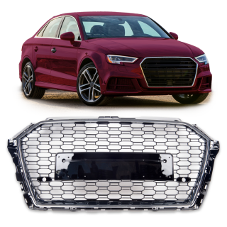  Kühlergrill Waben Grill Schwarz Chrom passt fürAudi A3 8V Facelift ab 2016-2020