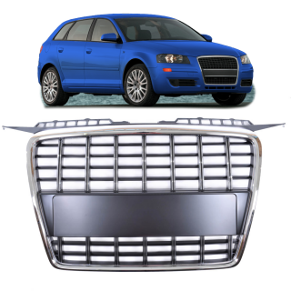  Kühlergrill Sportgrill Chrom Schwarz glanz für Audi A3 8P Vorfacelift ab 03-08