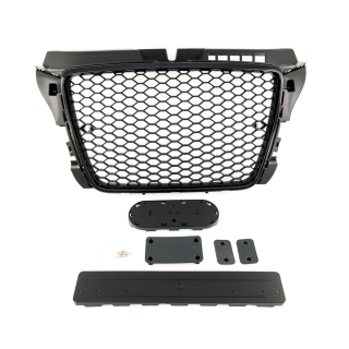  Kühlergrill Waben Grill Schwarz glanz + passt für Audi A3 8P Facelift ab 08-13