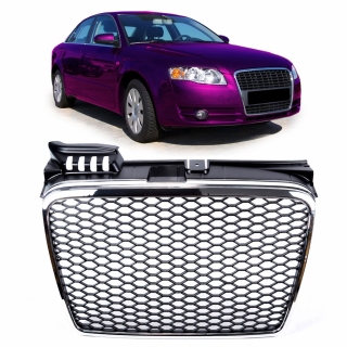 Kühlergrill Waben Grill Schwarz Chrom passt für Audi A4 B7 (8E) ab 04-08