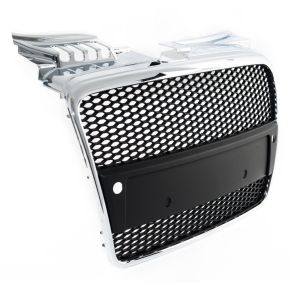 Kühlergrill Wabengrill Chrom Schwarz glanz für Audi A4 B7 (8E) mit PDC ab 04-08