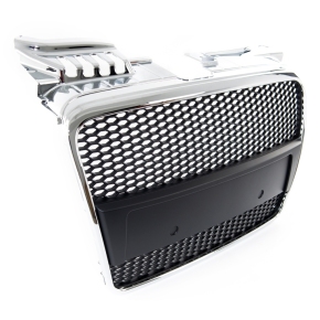 Kühlergrill Wabengrill Chrom Schwarz glanz für Audi A4 B7 (8E) ohne PDC ab 04-08