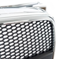 Kühlergrill Wabengrill Chrom Schwarz glanz für Aud