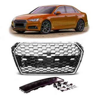 Kühlergrill Wabengrill Chrom Schwarz glanz für Audi A4 B9 8K mit PDC ab 16-19