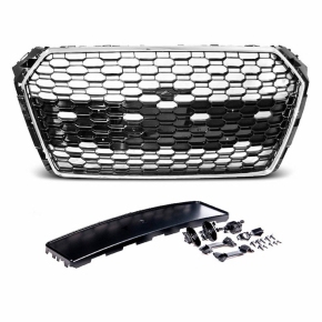 Kühlergrill Wabengrill Chrom Schwarz glanz für Audi A4 B9 8K mit PDC ab 16-19