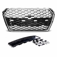 Kühlergrill Wabengrill Chrom Schwarz glanz für Aud