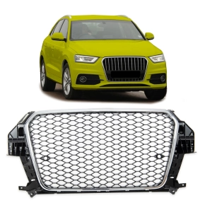 Kühlergrill Waben Grill Schwarz Chrom für Audi...
