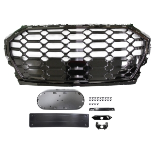 Kühlergrill Wabengrill Schwarz glanz für Audi Q5 (FY) Facelift mit Kamera ab 20
