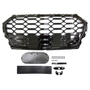 Kühlergrill Wabengrill Schwarz glanz für Audi Q5 (FY) Facelift mit Kamera ab 20