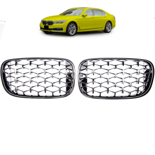 Sport Diamant Kühlergrill Schwarz glanz für BMW 7er G11 G12 Vorfacelift ab 15-19