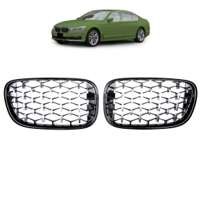Sport Diamant Kühlergrill Schwarz Chrom für BMW...