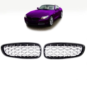 Sport Diamant Kühlergrill Schwarz glanz Chrom...