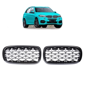Sport Diamant Kühlergrill Schwarz Chrom für BMW...