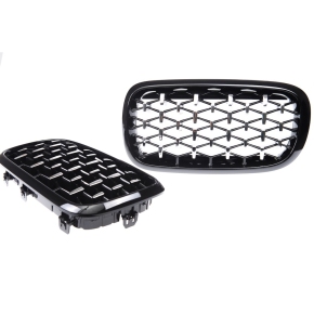 Sport Diamant Kühlergrill Schwarz Chrom für BMW X5 (F15) X6 (F16) ab 2013-2019