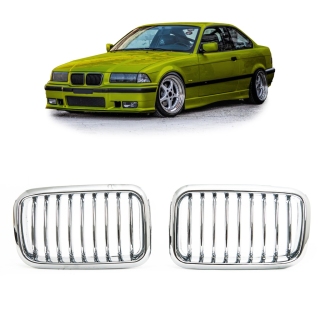 Kühlergrill Grill SET Chrom Einzelsteg für BMW 3er E36 Vorfacelift ab 1991-1996