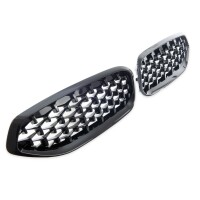 Kühlergrill Diamantgrill SET Schwarz glanz für BMW