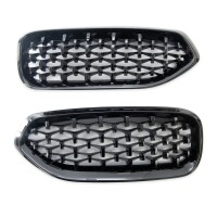 Kühlergrill Diamantgrill SET Schwarz glanz für BMW